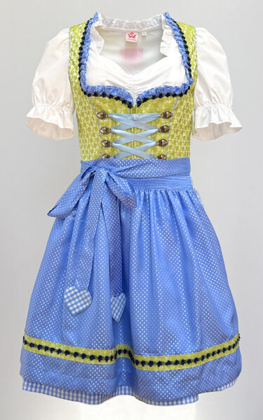 KRÜGER Dirndl Fresh Breeze Mini Grün-Blau 49445 mit Bluse Mietdauer 4 Tage