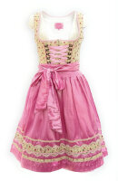 KRÜGER Dirndl Caramel Knielang Beige-Linde-Rosa 40506 mit Bluse Mietdauer 4 Tage