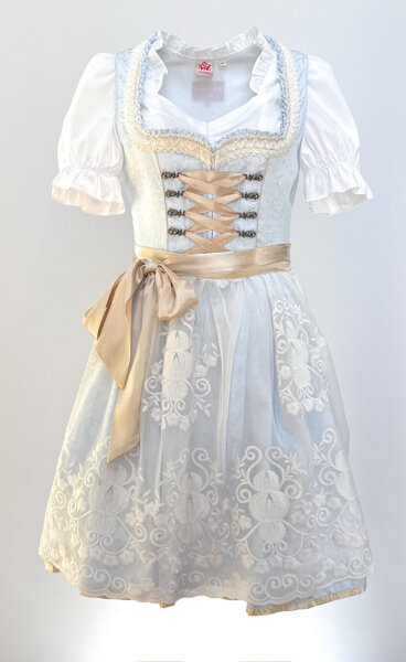 KRÜGER Dirndl Elana Mini Hellblau 414865 mit Bluse Gr. 36 Mietdauer 4 Tage