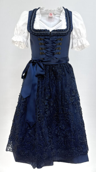 KRÜGER Dirndl Beata Knielang Dunkelblau 414565 mit Bluse Mietdauer 4 Tage