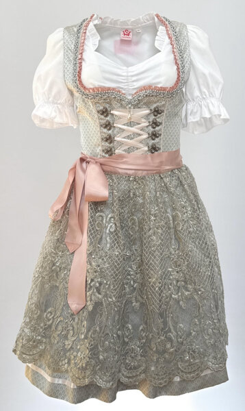 KRÜGER Dirndl Marika Mini Mint-Rosa 405451 mit Bluse Gr. 38 Mietdauer 4 Tage