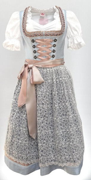KRÜGER Dirndl Jette Knielang Hellblau-Rosa 49916 mit Bluse Gr. 36 Mietdauer 4 Tage