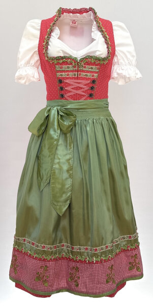 KRÜGER Dirndl Sunrose Lang Rot-Grün 48787 mit Bluse Gr. 40 Mietdauer 4 Tage