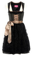 KRÜGER Dirndl Taina Mini Schwarz-Gold 406251 mit Bluse Mietdauer 4 Tage**