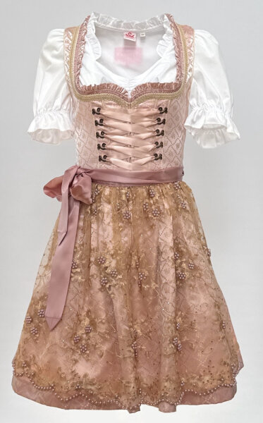 KRÜGER Dirndl Rosie Mini Rosa-Creme 44555 mit Bluse Gr. 34 Mietdauer 4 Tage**