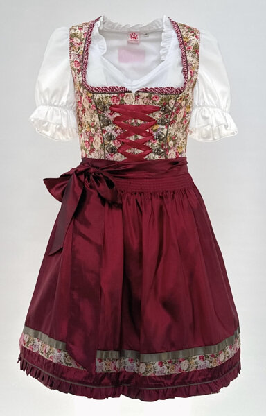 KRÜGER Dirndl Merdefleur Mini Rot 45905 mit Bluse Gr. 36 Mietdauer 4 Tage**