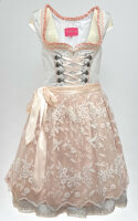 KRÜGER Dirndl Juliane Mini Grau-Apricot 48255 mit Bluse Gr. 44 Mietdauer 4 Tage**