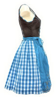 Spieth & Wensky Dirndl Anika Knielang Braun-Türkis mit Bluse Gr. 36 Mietdauer 4 Tage**