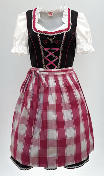 Spieth & Wensky Dirndl Mulda Knielang Schwarz-Pink mit Bluse Gr. 40 Mietdauer 4 Tage**