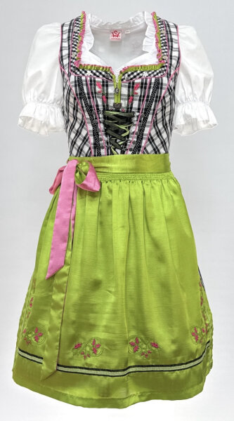 Spieth & Wensky Dirndl Radau Knielang Schwarz-Linde-Pink mit Bluse Gr. 38 Mietdauer 4 Tage**