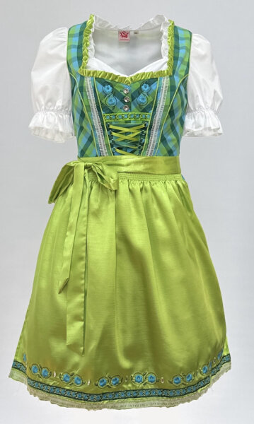 Spieth & Wensky Dirndl Regula Knielang Grün-Sky mit Bluse Mietdauer 4 Tage**