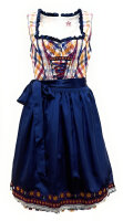 Spieth & Wensky Dirndl Regula Knielang Weiß-Bunt-Blau mit Bluse Gr. 42 Mietdauer 4 Tage**