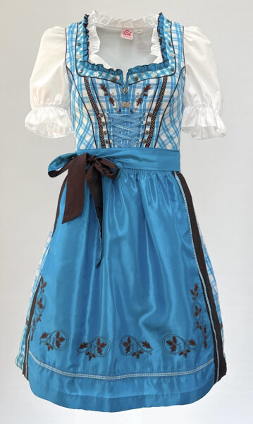 Spieth & Wensky Dirndl Reindl Knielang Aqua-Braun mit Bluse Gr. 36 Mietdauer 4 Tage**