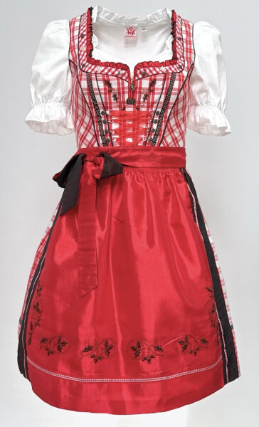 Spieth & Wensky Dirndl Reindl Knielang Rot-Braun mit Bluse Mietdauer 4 Tage**