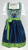 Spieth & Wensky Dirndl Ria Knielang Blau-Limone mit...