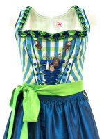 Spieth & Wensky Dirndl Ria Knielang Blau-Limone mit...