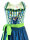 Spieth & Wensky Dirndl Ria Knielang Blau-Limone mit Bluse Gr. 38 Mietdauer 4 Tage**