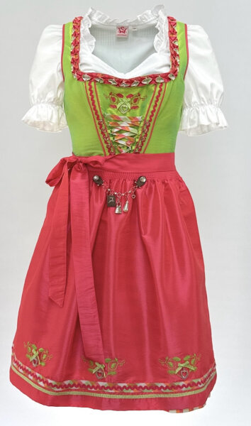 Spieth & Wensky Dirndl Riana Knielang Lachs-Lime mit Bluse Gr. 38 Mietdauer 4 Tage**