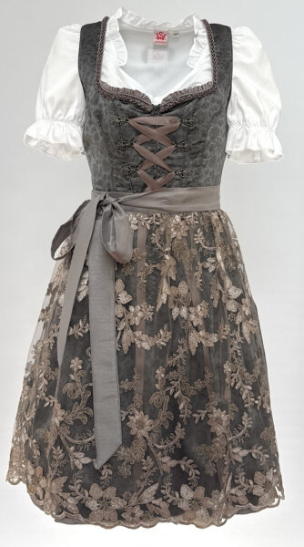Spieth & Wensky Dirndl Amike Knielang Taupe mit Bluse Gr. 38 Mietdauer 4 Tage**