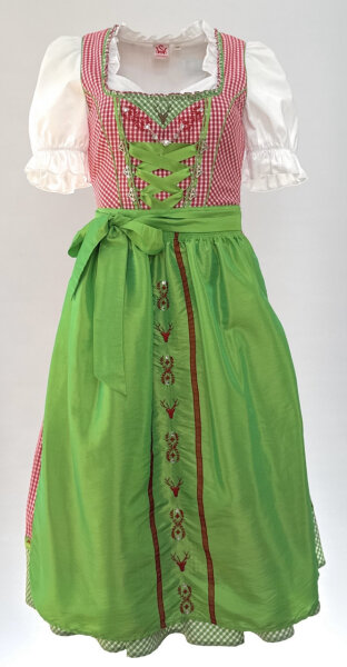 Spieth & Wensky Dirndl Lucy Lang Rot-Grün mit Bluse Gr. 36 Mietdauer 4 Tage**