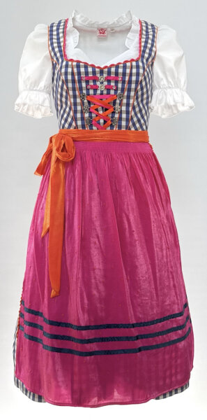 Spieth & Wensky Dirndl Luna Lang Kobalt-Pink mit Bluse Mietdauer 4 Tage**