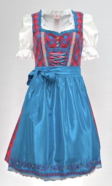 Spieth & Wensky Dirndl Regula Knielang Rubin-Ozean-Aqua mit Bluse Gr. 36 Mietdauer 4 Tage**