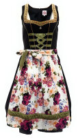 Spieth & Wensky Dirndl Taunus Knielang Rose-Schwarz-Aprikose mit Bluse Mietdauer 4 Tage**