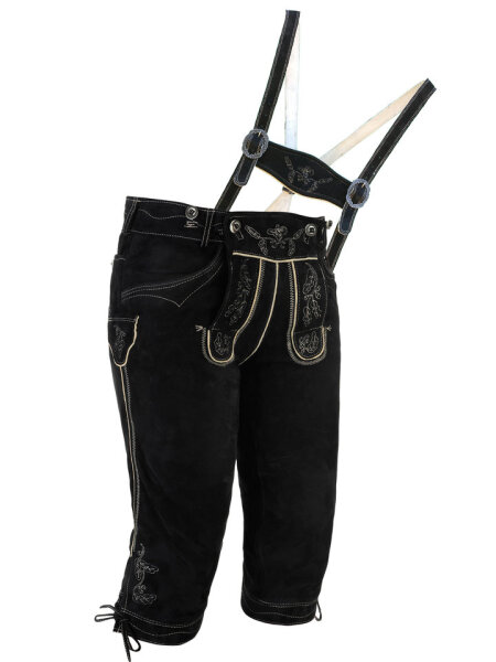Kniebund Lederhose Valentin Schwarz mit Träger Modell 2025 Mietdauer 4 Tage**