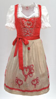 Spieth & Wensky Dirndl Tinette Knielang Rot-Beige mit...