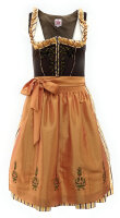Spieth & Wensky Dirndl Tira Knielang Braun-Gelb mit Bluse Gr. 34 Mietdauer 4 Tage**