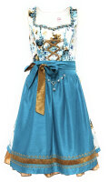 Spieth & Wensky Dirndl Tülau Knielang Aqua-Braun mit Bluse Mietdauer 4 Tage**