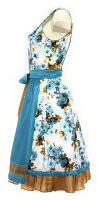 Spieth & Wensky Dirndl Tülau Knielang Aqua-Braun mit Bluse Mietdauer 4 Tage**
