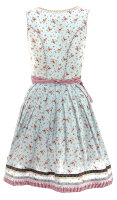 KRÜGER Dirndl Strawberry Mini Taubenblau-Rot 46735 mit Bluse Mietdauer 4 Tage**