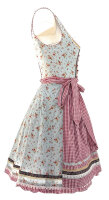 KRÜGER Dirndl Strawberry Mini Taubenblau-Rot 46735 mit Bluse Mietdauer 4 Tage**