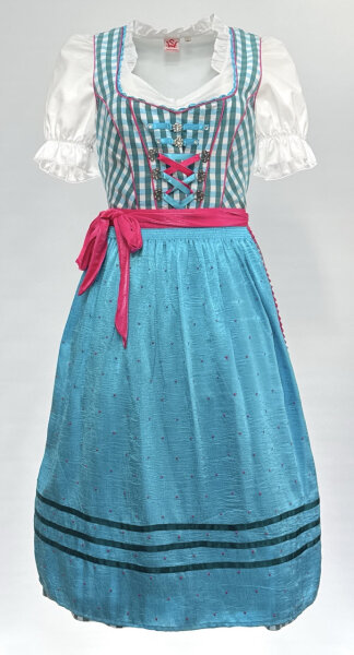 Spieth & Wensky Dirndl Luna Lang Petrol-Pink mit Bluse Gr. 40 Mietdauer 4 Tage**