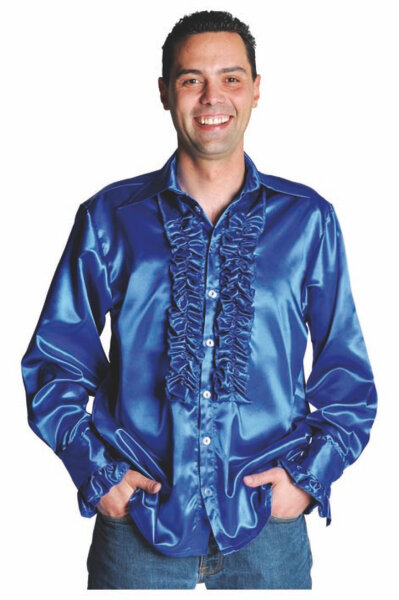 Rüschenhemd Blau | Mietdauer 4 Tage**