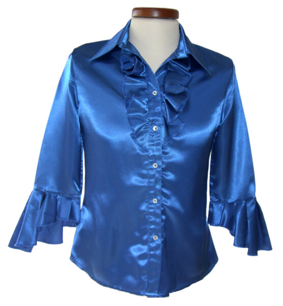 Rüschenbluse Blau | 4-Tage-Miete **
