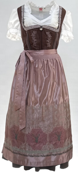 Miete Dirndl Annegret mit Bluse | Braun-Rosa Lang | Festpreis 4-Tage | Spieth & Wensky