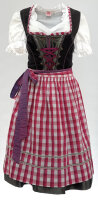 Miete Dirndl Ribera mit Bluse | Schwarz-Beere-Khaki...