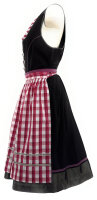 Miete Dirndl Ribera mit Bluse | Schwarz-Beere-Khaki Knielang | Festpreis 4-Tage | Spieth & Wensky