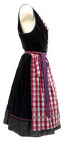 Miete Dirndl Ribera mit Bluse | Schwarz-Beere-Khaki Knielang | Festpreis 4-Tage | Spieth & Wensky
