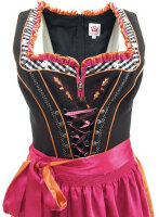 Miete Dirndl Romy mit Bluse | Schwarz-Fuchsia-Orange Lang...