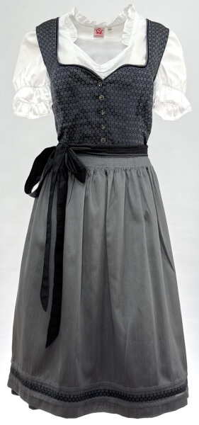 Miete Dirndl Wiga mit Bluse | Dunkelblau-Grau Lang | Festpreis 4-Tage | Spieth & Wensky